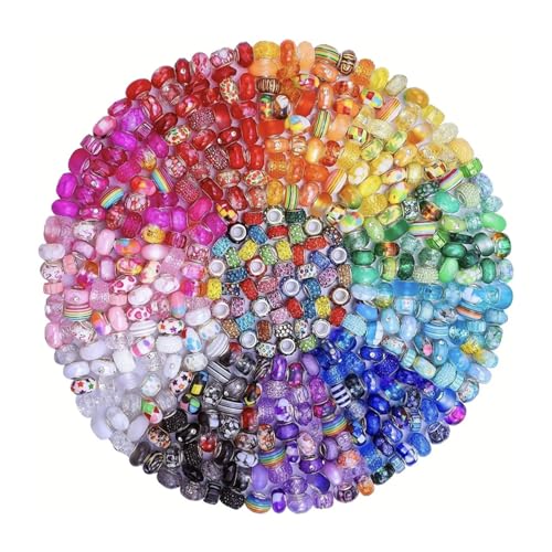 20pcs/Set Random Mixed Color European Style Acrylic Large Hole Beads Bracelet Spacer Beads for Bracelet Necklace Beading Handmade Accessories(SN345-Black)
