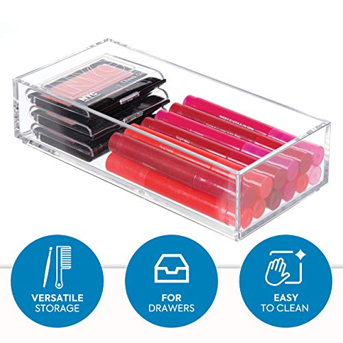 iDesign Clarity Plastic Drawer Organizer for Vanity, Countertop, Bathroom, Kitchen and Cabinet Storage, 8" x 4" x 2", Clear - color: Clear