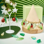 Glass Leaf Beads Crystal Glass Leaf Charms Transparent Leaves Pendants Tiny Green Leaf Bead Caps for Christmas Earring Bracelet Jewelry Making DIY Keychain Craft - color: 9 Styles-Green Leaf
