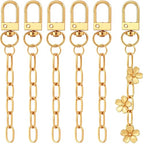 Hzopcw 6pcs Gold Keychain Making Kit, Key Ring Swivel Snap Hook Chains, Extender Keychain Bag Charm Kits for DIY Crafts Jewelry Making Handbag Purses - color: Gold-6pcs