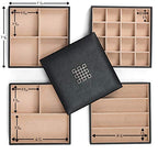 Glenor Co Jewelry Organizer Tray - 4 Stackable Trays & Lid with Mirror - 27 Slot Storage for Drawer, Dresser - Black - size: Square - 4 Trays + Lid Set - 27 Slots