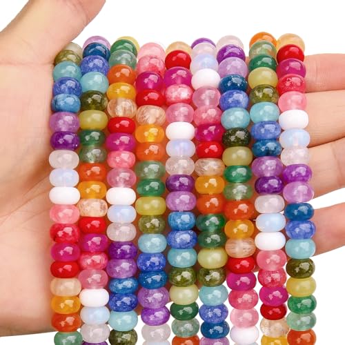 BONNY BOXX 1 Strand Natural 5 * 8mm Mulitcolor Rondelle Beads, Natural Abacus Disk Stone Beads Loose Spacer Gemstone for DIY Bracelet Necklace Jewelry Making - color: Mulitcolor, size: 5*8mm