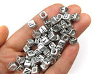 1000pcs Mixed Acrylic Letter/Alphabet “A-Z”Cube Beads for DIY Craft (Silver with Black Letter) - color: Silver with Black Letter
