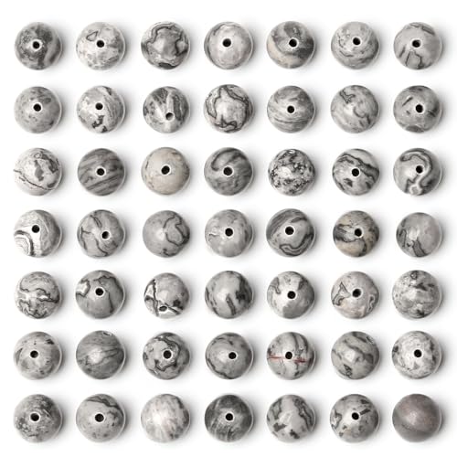 QINJIEJIE 100PCS Map Jasper Beads 8mm Natural Stone Beads Round Loose Gemstone Bead for Bracelet Beading Crystal Jewelry Making DIY Necklace Earrings 0.32" - color: Map Jasper, size: 100PCS