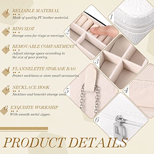 Yinkin 12 Pcs Mini Travel Jewelry Case Bridesmaid Proposal Gift Boxes, Small PU Leather Earring Organizer, Bulk Travel Accessories Portable Jewelry Holder(White) - color: White