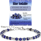LPBeads Beaded Bracelets for Women Energy Gemstone Charm Jewelry Adjustable Bracelet Gifts for Mom, Daughter, Wife, Friends, Bestie - color: Blue Sodalite