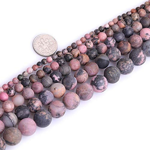4mm Natural Stone Black Rhodonite Frosted Matte Unpolished Round Spacer Beads for Jewelry Making Strand 15 inch - color: Black Rhodonite, size: 4mm