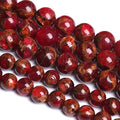 12MM 31PCS Red Cloisonne Craft Loose Round Beads for Jewelry Making DIY Bracelet - color: Red Cloisonne, size: 12mm