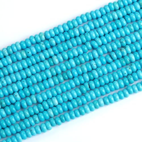 150PCS 2x4mm Natural Blue Turquoise Stone Rondelle Beads Abacus Disk Stone Beads Round Loose Spacer Gemstone Beads for DIY Bracelet Necklace Jewelry Making - color: Blue Turquoise, size: 2x4mm Abacus Disk