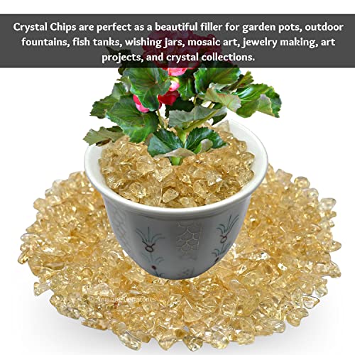 Citrine Pre Drilled Crystal Crushed Chips Beads for Bracelets Making, DIY Handmade Natural Healing Crystals (25 Inch Strand) - color: Citrine