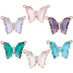 SUNNYCLUE 6Pcs Butterfly Charms Crystal Glass Beads Pendants Crystal Gemstone for Jewelry Making DIY Crafts Accessories - color: 1 Box 6pcs Butterfly Connector Charms 23.5x16.5mm
