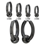 Stainless Steel Circle Beads Huggie Hinged Hoop Earrings for Men Women, 2pc - color: Black, size: Diameter:16MM