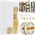 LEOBRO Pearl Beads for Bracelets, White Beads for Jewelry Making, Friendship Bracelet Kit, Crafts & DIY Jewelry Bracelet Making Kit - color: White