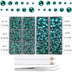 10000Pcs 2-Boxes Mixed Size Hot Fix Round Crystals Gems Glass Stones Hotfix Flat Back Rhinestones with Tweezers and Picking Pencil (Blue Zircon) - color: Blue Zircon, size: 2-Box (10000pcs)