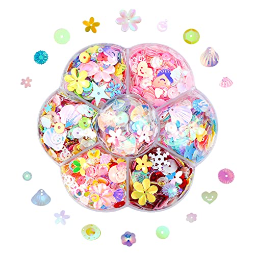 1 Box of Sequins and Spangles for Crafts, Multi Color Sequin Kids Art Sequins DIY Sequin Supplies for Jewelry Making Handmade Clothes Parties Nails Decorations