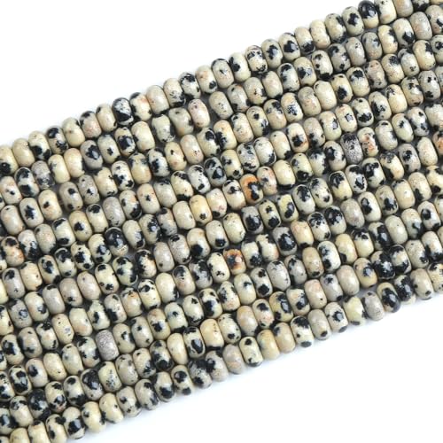 150PCS 2x4mm Natural Dalmation Jasper Rondelle Beads Abacus Disk Stone Beads Round Loose Spacer Gemstone Beads for DIY Bracelet Necklace Jewelry Making - color: Dalmatian Jasper, size: 2x4mm Abacus Disk