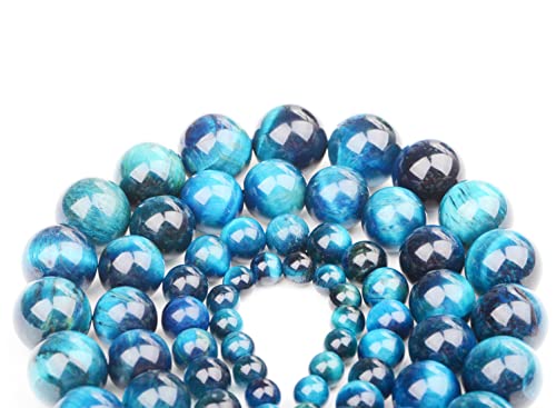 Bymitel 90 pcs Round Loose Stone Beads Gemstone Spacers for Charm DIY Jewelry Making 15.5" per Strand 4mm (Aquamarine Tiger's Eye, 4mm) - color: Aquamarine Tiger's Eye, size: 4mm