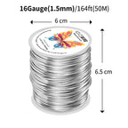 Aluminum Craft Wire 16 Gauge (1.5mm)–164Ft (50M)+18 Gauge (1.0mm) 32.8Ft (10M) + Pliers – Bendable Metal Wire for Sculpting, Armature, Jewelry Making, DIY Crafts (Silver) - size: 16Gauge, style: Silvery