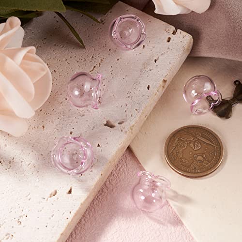 FASHEWELRY 10pcs Handmade Glass Trumpet Flower Beads Colorful Crystal Floral Beads Crystal Trumpet Flower Spacer Bead Bulk for Jewelry Bracelets Earring Craft Making (Pink) - color: Pink