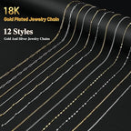 59FT 18K Gold Necklace Chains for Jewelry Making 12 Rolls Gold Plated Stainless Steel Jewelry Chains Kit with 52 Letter Pendants,Pliers,Jump Rings,Lobster Clasps Accessories for DIY Necklace Bracelet - color: 18k Gold Plated+Stainless Steel 59Ft