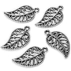 Heather's cf Four Leaf Clover Silver Leaf Beads 100-150 Pcs Leaves Craft Antique Leaf Charms for Crafting Leaf Pendant Charm for Necklace Bracelet Earring Making Fall Leaf Beads Set - color: Silver Filigree Leaf