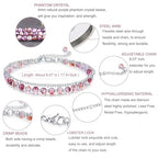Peridot Stand Silver Gold Bracelets, Handmade Birthstone Stack Bracelet Crystal Gemstones Bead Chain Gift for Women, 8" - color: Silver-02-Amethyst