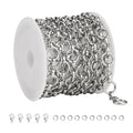 SMYHTGLIF 6.5 Feet/2 Meters Silver 304 Stainless Steel Rolo Jewelry Making Chains Bulk Unsoldered Round Link Chain with Lobster Clasps and Open Jump Rings for Jewelry Making - color: Circle Silver