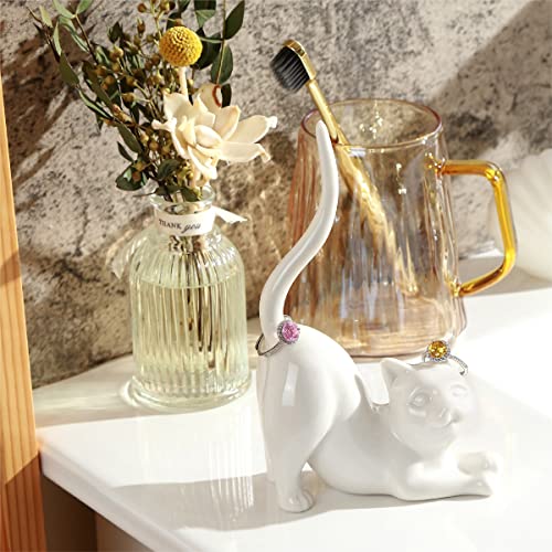 PUDDING CABIN Cat Mom Gift for Women, Cat Ring Holder Wedding Ring Stand Lover Gift For Women Friends Birthday Christmas Valentines Gift, Figurine Room Decor - style: Kitty