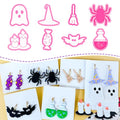 Xaekicr Halloween Polymer Clay Cutters Set – 8Pcs Halloween Clay Earring Cutters with Ghost, Witch Hat, Bat, Spider – Polymer Clay Molds & Clay Tools for DIY Jewelry - color: 2B color