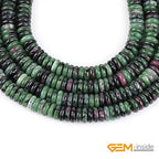 GEM-Inside 2x6mm Natural Green Ruby Zoisite Stone Semi-Gemstone Heishi Disc Rondelle Spacer Beads for Jewelry Making Full 15" Strand Energy Stone Healing Power Crystal - color: Green Ruby Zoisite