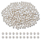 160Pcs 925 Sterling Silver Plated Spacer Beads Smooth Round Ball Brass Beads 5mm Stackable Loose Beads Finding Bulk for Bracelet Necklace Earring Jewelry Making DIY Crafts - size: 5mm