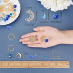 SUNNYCLUE 1 Box DIY 8 Pairs Blue Moon Earrings Making Starter Kit Including Moon Geometric Linking Connector Charms Teardrop Flower Beads Earring Findings for Women Earring Making Crafts