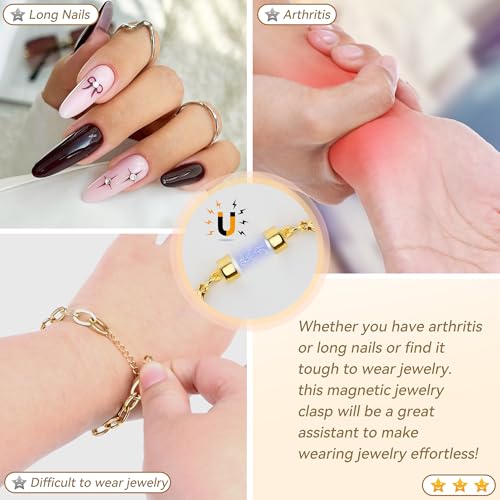 Magnetic Necklace Jewelry Clasps and Closures with Double Lobster Clasp, 14K Gold Magnetic Jewelry Clasps for Necklaces, Bracelet Necklace Extenders for Women (12PCS) - color: 12Pcs Gold