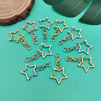 60Pcs Star Shaped Spring Snap Keychain Clip,3 Colors Metal Swivel Clasp Snap Hook Key Ring with Chain Hanging Buckle with Open Jump Ring Connector for Crafts Key Ring Making,DIY Keychain Supplies - color: gold,white K,rose gold