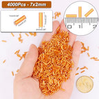 4000 Pcs Bright Orange Glass Bugle Beads, 2 x 7 mm Embroidery Beads, Small Long Tube Seed Beads for Embroidery Craft Jewelry Making - color: Bright Orange