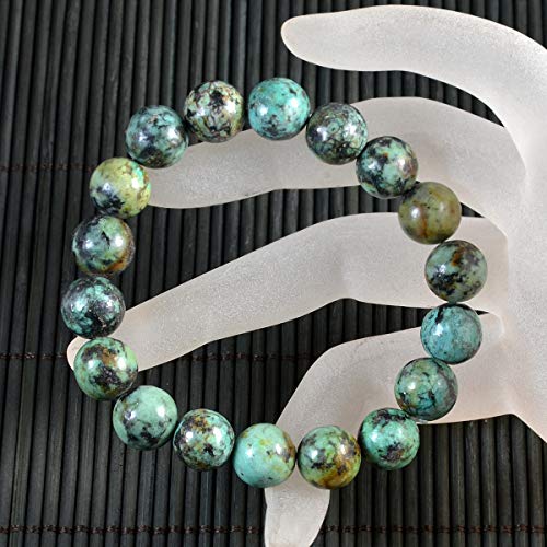 AD Beads Natural Gemstone Round Beads Stretch Bracelet Healing Reiki 10mm (African Turquoise) - color: African Turquoise