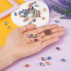 Craftdady 50Pcs Teardrop Glass Beads Faceted Mixed Colors Lustered Drop Spacer Loose Beads 8x13mm Briolette Top Drilled for Jewelry Craft Making - color: Mixed Colors, 13x8mm