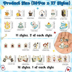 38Pcs Wonderland Gold Charms Pendants - Fairy Tales Tea Rabbit Clock Poker Enamel Charms Cute Earring Necklace Bracelet Keychains Pendant for Jewelry Making DIY Crafts Birthday Tea Party Gifts
