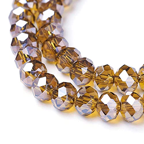 Craftdady 10 Strands 8mm Crystal Glass Briolette Beads Faceted Luster Rondelle Spacer Beads Electroplate Tiny Loose Beads About 700pcs for Jewelry Craft Necklace Earring Bracelet, Dark Goldenrod - color: Dark Goldenrod, size: 8mm