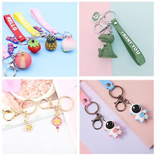20Pcs Lobster Clasps Swivel Hooks, Lobster Clasp Trigger Clips with Flat Split Keychain Ring and 8 Shap Swivel Clips for DIY Craft Making (Silver-2) - color: Silver-2