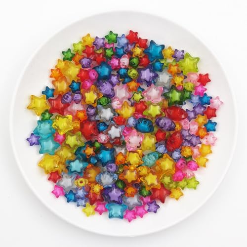 INSPIRELLE 250 Pieces Acrylic Star Beads 2 Sizes Bead in Bead for Jewelry Craft Making - color: 250x Bead in Bead Stars