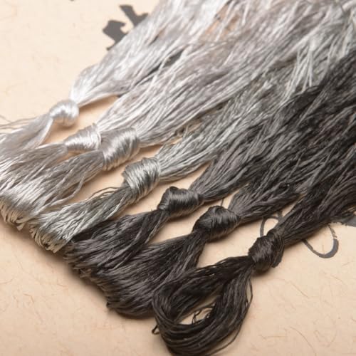 100% Nature Mulberry Handmade Embroidery Silk Thread Woven Jewelry Accessory Artificial Flowers Cross Stitch Floss DIY Sewing Kits 7 Gradient Colors 22m Each (41) - color: 41
