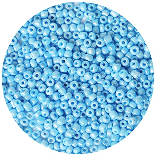 Bala&Fillic Opaque Light Blue Pearl Color 4mm Seed Beads About 1200pcs/100Grams in Bag, 6/0 Glass Craft Beads for Making Bracelet and Necklace (Light Blue Pearl) - color: Light Blue Pearl -4mm