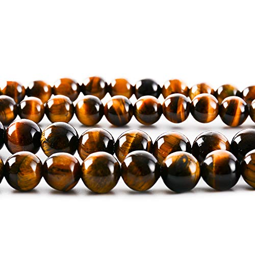 RayLineDo® 50Pcs 8mm Natural Yellow Tiger Eye Stone Round Beads Loose Beads Wholesale for Jewelry Making - color: Yellow Tiger Eye, size: 8mm