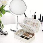 jiemei Jewelry Box, Travel Jewelry Organizer Cases with Doubel Layer for Women’s Necklace Earrings Rings and Travel Accessories(White) - color: White