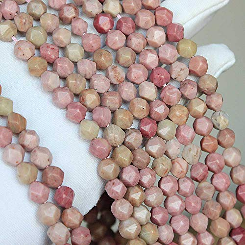 MJDCB Best Sellers Natural Stone Beads Faceted Polygon Rhodonite Crystal Energy Stone Healing Power for Jewelry Making(8mm) - color: Rhodonite