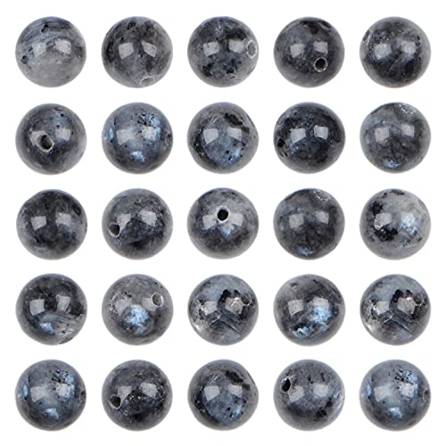 AD Beads 8mm Natural Round Loose Beads 110 Pieces, for Making 108 Mala Prayer Beads Necklace, Bracelet & Yoga Meditation, Jewelry Design (Black Larvikite) - color: Black Larvikite