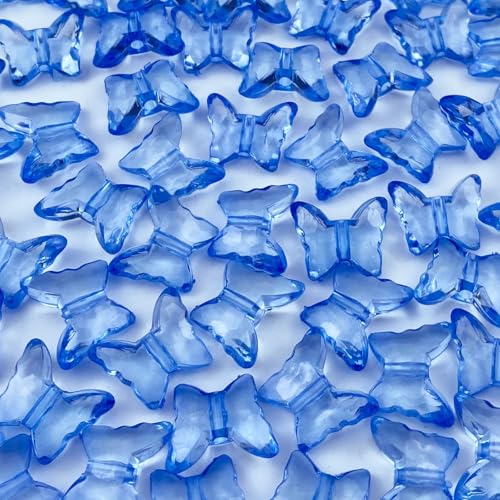 200pcs 12x15mm Acrylic Butterfly Beads Assorted Clear Spacer Beads Loose Butterfly Shaped Beads with Hole for Earring Necklace Bracelet Lanyard Jewelry DIY Craft Making(Light Blue) - color: Light Blue, size: 12x15mm