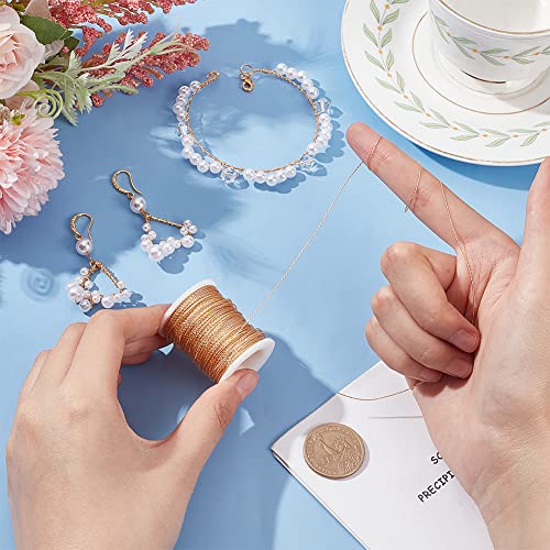 BENECREAT 22 Gauge 39 Ft Tarnish Resistant Brass Craft Wire, Gold Round Twist Jewelry Wire for Necklace Bracelet Making and Other Handmade Project