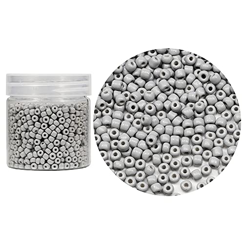 Bala&Fillic Grey Color 4mm Glass Seed Beads About 1400pcs in Box 6/0 Glass Craft Seed Beads for Jewelry Making (Grey -Size 4mm) - color: Grey, size: 4mm